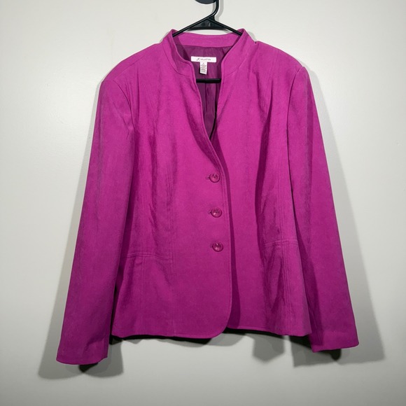 JM Collection Blazer Jacket Size 16 Magenta Button Front Career Work Statement - Picture 1 of 6